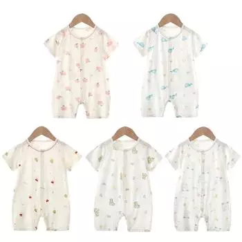 Детская летняя одежда, дышащий тонкий комбинезон с короткими рукавами для маленьких девочек и мальчиков, одежда для новорожденных, комбинезон для малышей 66cm