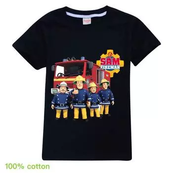 Детская летняя одежда Firefighter Sam Camiseta, хлопковая футболка 100