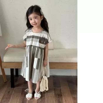 Детская летняя одежда повседневная девушка милое мультяшное платье повседневное 150