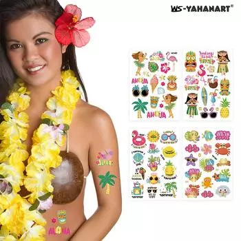 Детская летняя пляжная вечеринка Aloha Bronzing Tattoo Sticker Anti-Hawaii Fruit Tattoo Sticker 10.5 * 15cm, OPP bag packaging