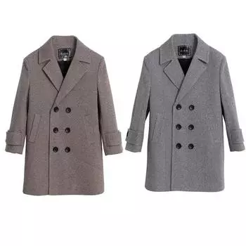 Детская летняя шерстяная куртка для фотосъемки на день рождения, для мальчиков и девочек, зимнее толстое теплое шерстяное пальто, детская ветрозащитная длинная куртка для отдыха на природе 150cm серый