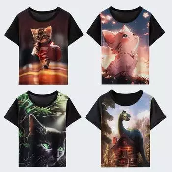 Детская летняя тонкая дышащая черная повседневная футболка с короткими рукавами и милым 3D-принтом для мальчиков и девочек с изображением Джокера. 160