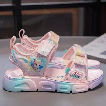 Детская летняя удобная и дышащая модная спортивная и повседневная обувь на липучке, сандалии, пляжная обувь, тапочки, детская обувь 26 розовый