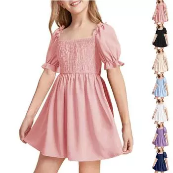 Детская летняя вечеринка, перечисленная в списке, привела к игре в слово «мода» для милых девочек, сокращенное цветное платье 100 бежевый