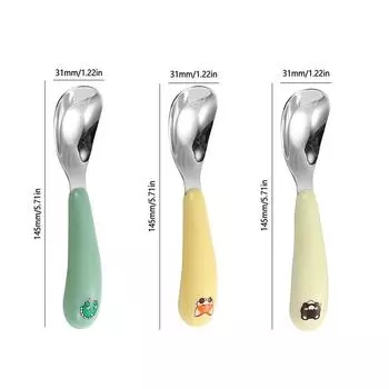 Детская ложка из нержавеющей стали 304, столовая посуда для детского питания, ложка для еды Fox бежевый