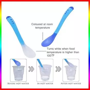 Детская ложка с меняющей цвет ложкой Мягкая силиконовая ложка для кормления, мягкая, не травмирует рот, не вызывает ожогов розовый