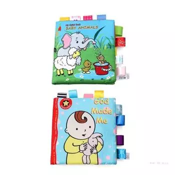 Детская любимая мультяшная книга с животными, тканевая книга, сенсорная игрушка