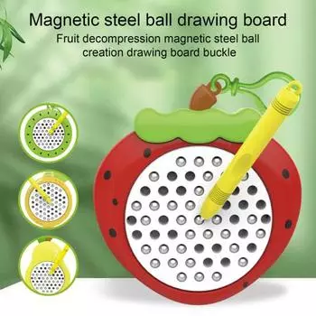 Детская магнитная доска для рисования с бусинами, игрушка-планшет с фруктами и животными для малышей, магнитная ручка-стилус, портативный самолет, автомобиль, аттракцион, игрушка-брелок