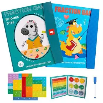 Детская магнитная дробь Монтессори Математика Деревянная дробь Книга Обучение математике Интеллект Образовательные детские учебные пособия