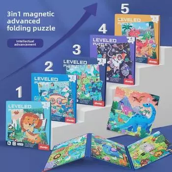 Детская магнитная книга-головоломка: Игрушка для развития познавательных способностей и раннего образования малышей с темами дорожного движения и животных