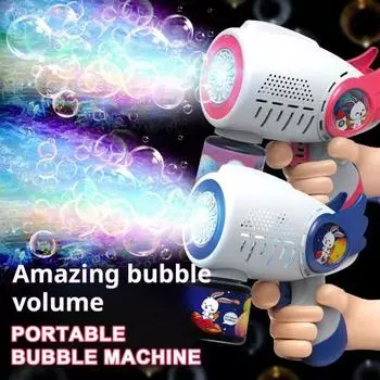 Детская машина для изготовления пузырей со светом, 10 отверстий, космонавт, динозавр, ручной автоматический выдуватель пузырей, игрушка для малышей, мальчиков и девочек, подарок на день рождения синий
