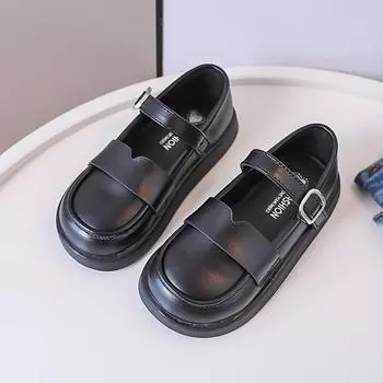 Детская матовая кожаная обувь для девочек, свадебные туфли, однотонные туфли принцессы на плоской подошве, туфли Мэри Джейн в повседневном стиле для детей, с липучкой 23 коричневый