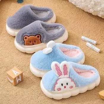 Детская милая обувь, плюшевая обувь, детские домашние повседневные хлопковые тапочки 26-27 синий