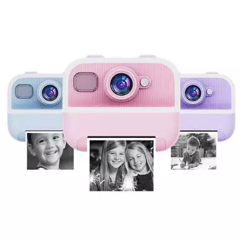 Детская мини-камера мгновенной печати с 3 рулонами бумаги для печати, игрушечная цифровая фотокамера синий