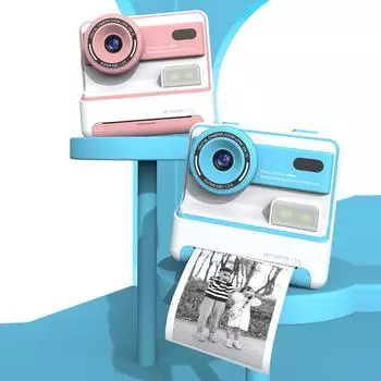 Детская мини-камера мгновенной печати с двумя объективами и функцией фотопечати 30 МП HD 1080P. синий