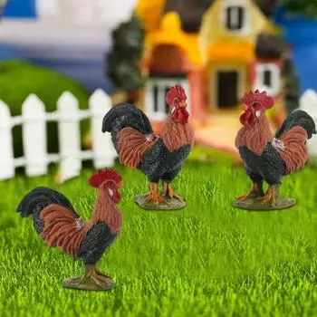 Детская мини-модель петуха из ПВХ, имитация сельскохозяйственных животных, фигурка изысканной детализации, скульптура птицы, подарочная игрушка