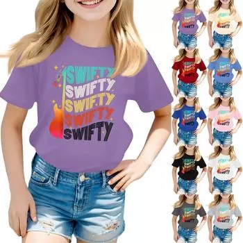 Детская мода для мальчиков и девочек, повседневный топ с короткими рукавами и принтом на воротнике 100 бежевый