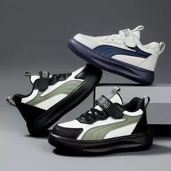 Детская мода, дышащая обувь Casaul с низким берцем для скейтбординга, студентов, детей, спортивная обувь для бега на мягкой подошве, удобные кроссовки для мальчиков и девочек 28 чёрный/зелёный