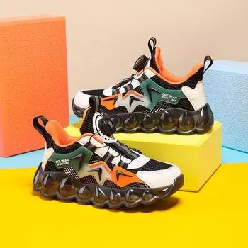 Детская мода, дышащая одинарная сетка, повседневные трендовые прогулочные детские студенческие кроссовки для бега, спортивная обувь для мальчиков и девочек, удобные спортивные кроссовки 29 темно-синий