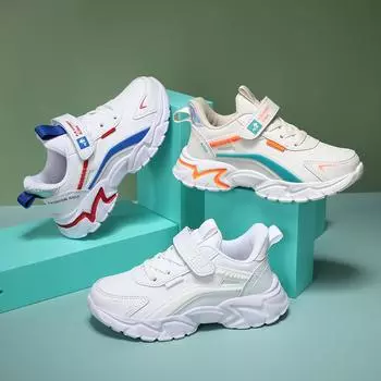 Детская мода, дышащая повседневная детская студенческая трендовая спортивная обувь для бега на мягкой подошве, удобные кроссовки для спортзала для мальчиков и девочек 27 белый