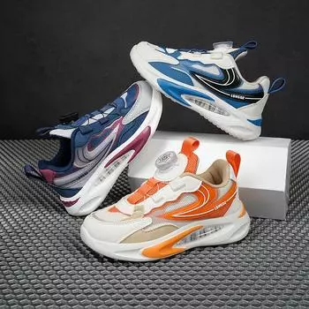 Детская мода дышащая повседневная обувь для детей, бег, спорт, студенты, девушки, трендовые удобные кроссовки для спортзала 29 оранжевый/белый