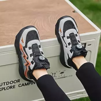 Детская мода дышащая повседневная обувь для детей, бег, спорт, студенты, девушки, трендовые удобные кроссовки для спортзала 28 оранжевый/чёрный