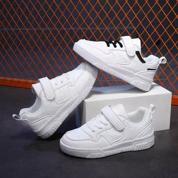 Детская мода, дышащие низкие кеды Casaul для скейтбординга, студенческая детская спортивная обувь для бега, удобные кроссовки для мальчиков и девочек 28 чёрный/белый