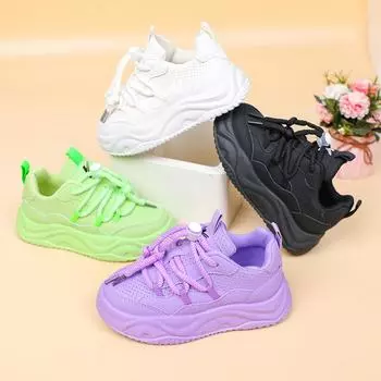 Детская мода, дышащие низкие кеды, четыре сезона, скейтбординг, толстая подошва, трендовые детские спортивные кроссовки с мягкой подошвой для бега, удобные кроссовки для мальчиков и девочек 28 чёрный