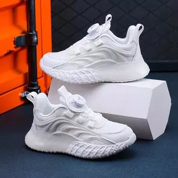 Детская мода Four Seasons Дышащая повседневная обувь для детей Бег Спорт Студенты Девочки Трендовые удобные кроссовки для спортзала 28 белый