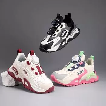 Детская мода Four Seasons Дышащая повседневная обувь для детей Бег Спорт Студенты Девочки Трендовые удобные кроссовки для спортзала 28 вино красного