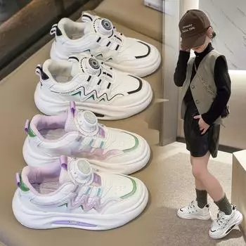 Детская мода Four Seasons Дышащая повседневная обувь для детей Бег Спорт Студенты Девочки Трендовые удобные кроссовки для спортзала 26 чёрный