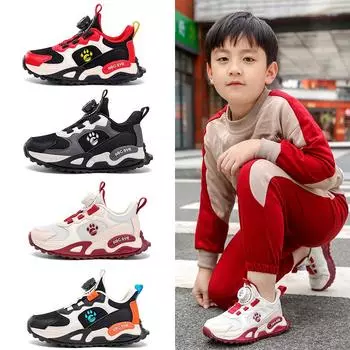 Детская мода Four Seasons Дышащая повседневная обувь для детей Бег Спорт Студенты Девочки Трендовые удобные кроссовки для спортзала 29 оранжевый/чёрный