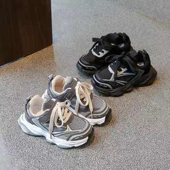 Детская мода Four Seasons Дышащая повседневная обувь для детей Бег Спорт Студенты Девочки Трендовые удобные кроссовки для спортзала 28 чёрный