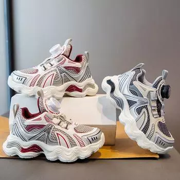 Детская мода Four Seasons Дышащая повседневная обувь для детей Бег Спорт Студенты Девочки Трендовые удобные кроссовки для спортзала 26 красный