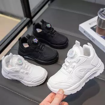 Детская мода Four Seasons Дышащая повседневная обувь для детей Бег Спорт Студенты Девочки Трендовые удобные кроссовки для спортзала 26 чёрный