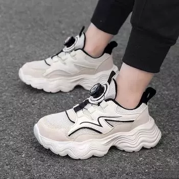 Детская мода Four Seasons Дышащая повседневная обувь для детей Бег Спорт Студенты Девочки Трендовые удобные кроссовки для спортзала 31 бежевый/красный