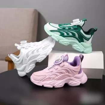 Детская мода Four Seasons Дышащая повседневная обувь для детей Бег Спорт Студенты Девочки Трендовые удобные кроссовки для спортзала 31 белый