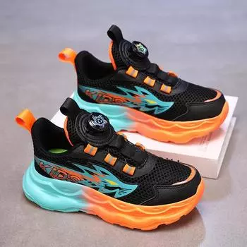 Детская мода Four Seasons Дышащая повседневная обувь для детей Бег Спорт Студенты Девочки Трендовые удобные кроссовки для спортзала 28 чёрный/фиолетовый