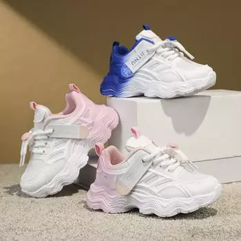 Детская мода Four Seasons Дышащая повседневная обувь для детей Бег Спорт Студенты Девочки Трендовые удобные кроссовки для спортзала 26 синий