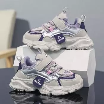 Детская мода Four Seasons Дышащая повседневная обувь для детей Бег Спорт Студенты Девочки Трендовые удобные кроссовки для спортзала 26 розовый/фиолетовый