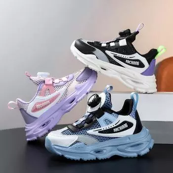 Детская мода Four Seasons Дышащая повседневная обувь для детей Бег Спорт Студенты Девочки Трендовые удобные кроссовки для спортзала 28 синий