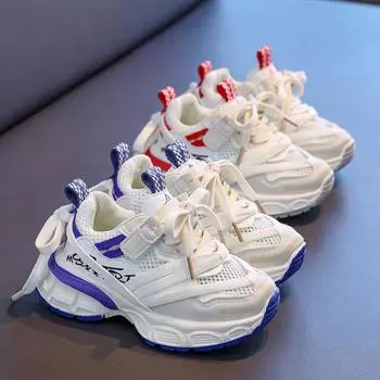 Детская мода Four Seasons Дышащая повседневная обувь для детей Бег Спорт Студенты Девочки Трендовые удобные кроссовки для спортзала 26 красный