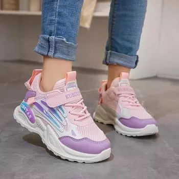 Детская мода кроссовки для мальчиков, цветные, крутые, на липучках, универсальные, детская спортивная обувь для девочек 2024 года, крутая сетка, новая весна 26 синий