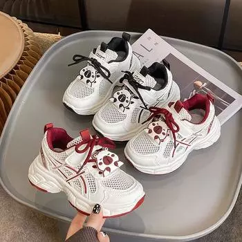 Детская мода летние дышащие повседневные туфли для детей бег спортивные студенческие девушки трендовые удобные кроссовки для спортзала 26 чёрный