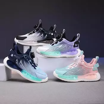 Детская мода летние дышащие повседневные туфли для детей бег спортивные студенческие девушки трендовые удобные кроссовки для спортзала 29 чёрный/белый