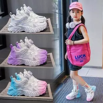 Детская мода летние дышащие повседневные туфли для детей бег спортивные студенческие девушки трендовые удобные кроссовки для спортзала 26 розовый