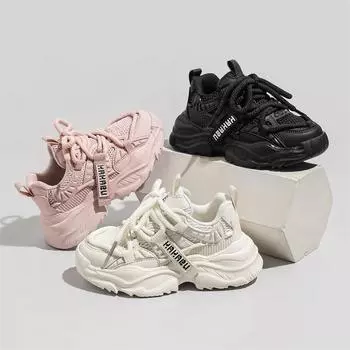 Детская мода летние дышащие повседневные туфли для детей бег спортивные студенческие девушки трендовые удобные кроссовки для спортзала 26 чёрный