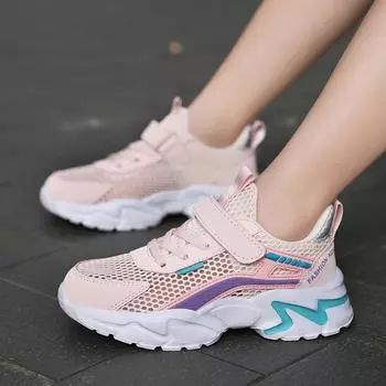 Детская мода летние одинарные сетчатые дышащие повседневные туфли для детей, бегущих, спортивных, студенческих, для девочек, трендовые, удобные, кроссовки для спортзала 27 розовый
