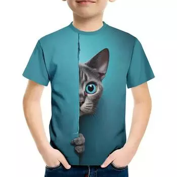 Детская мода летняя принтованная 3D футболка для мальчиков футболки повседневные с коротким рукавом O-образный вырез топы для девочек 170