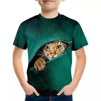 Детская мода летняя принтованная 3D футболка для мальчиков футболки повседневные с коротким рукавом O-образный вырез топы для девочек 170